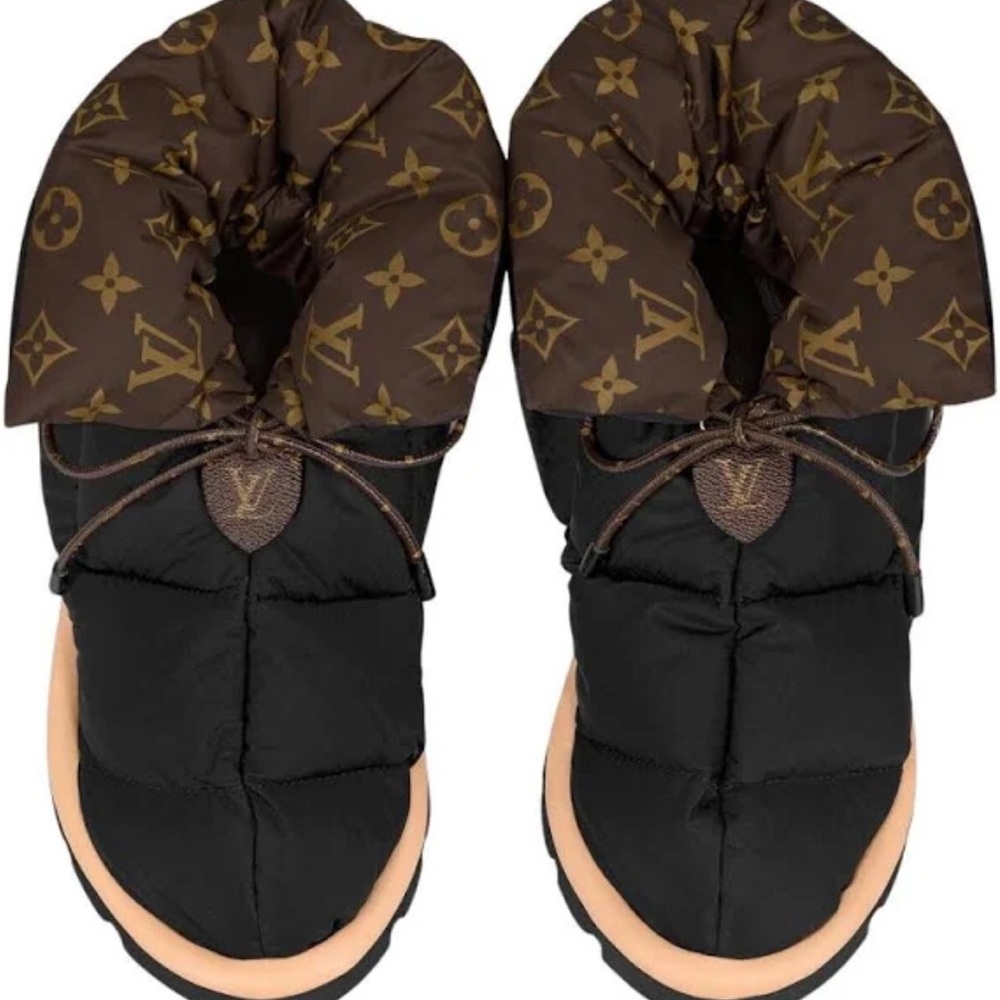Louis Vuitton Black and Brown Monogram Puffer Boots